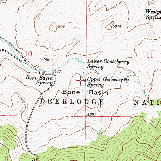 Topographic Map of Upper Gooseberry Spring, MT
