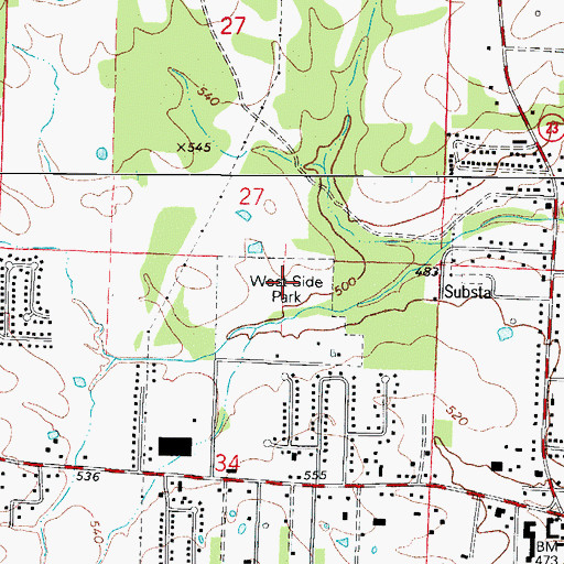 Topographic Map of West Side Park, AR