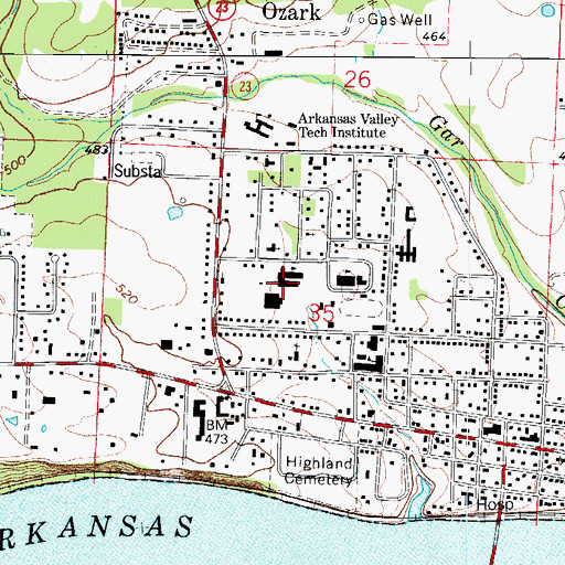Topographic Map of Elgin B Milton Elementary School, AR