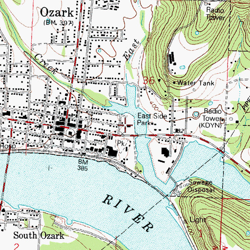 Topographic Map of East Side Park, AR