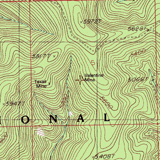 Topographic Map of Valentine Mine, MT