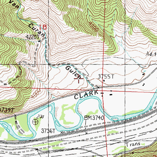 Topographic Map of Van Curan Gulch, MT