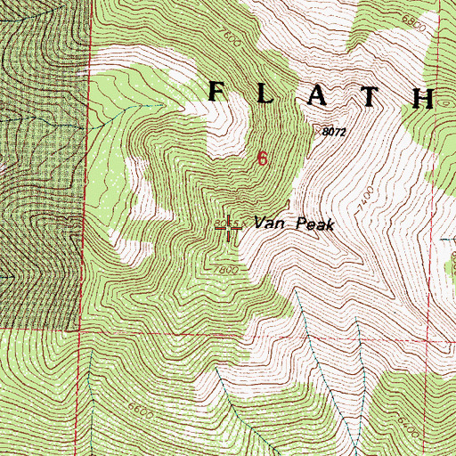 Topographic Map of Van Peak, MT