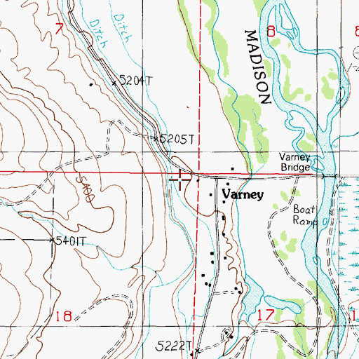 Topographic Map of Varney, MT