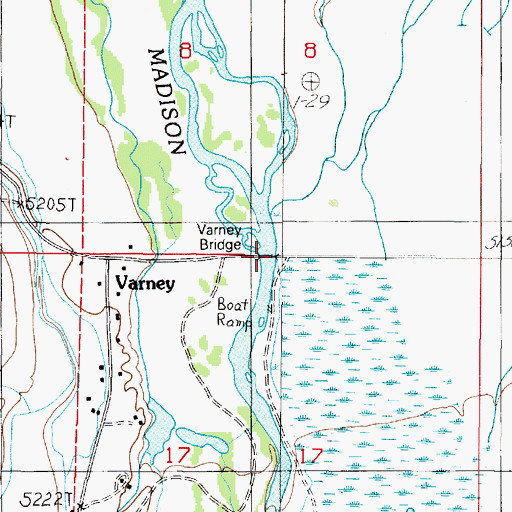 Topographic Map of Varney Bridge, MT