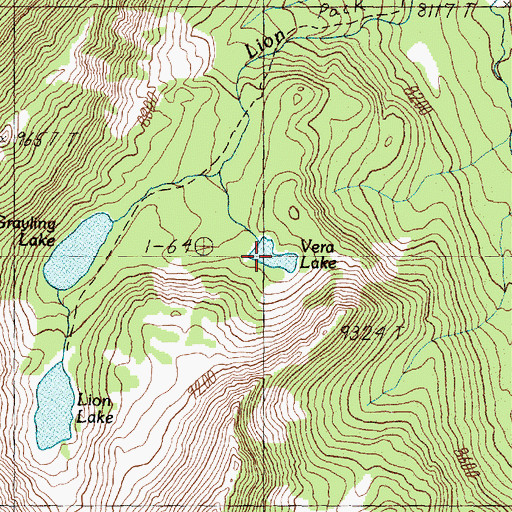 Topographic Map of Vera Lake, MT