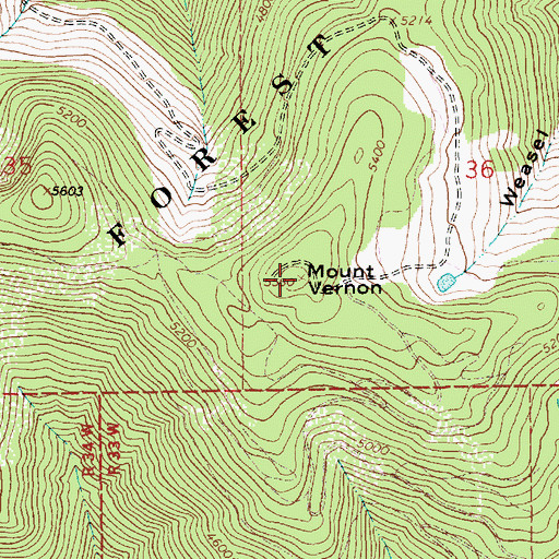Topographic Map of Mount Vernon, MT