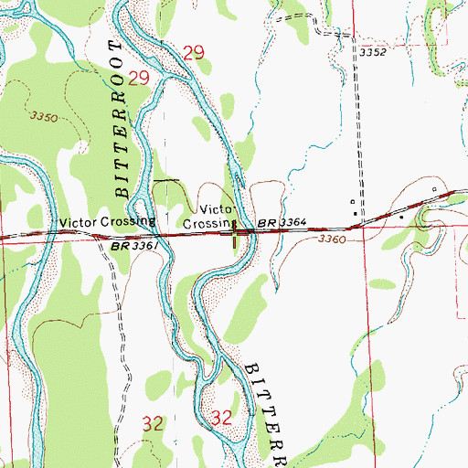 Topographic Map of Victor Crossing, MT