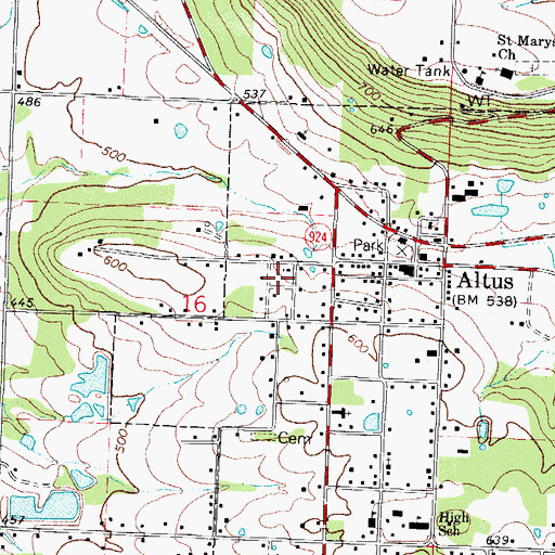 Topographic Map of Abundant Life Fellowship Church, AR