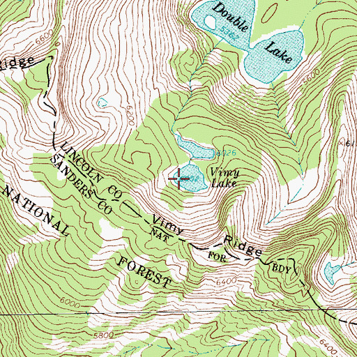 Topographic Map of Vimy Lake, MT