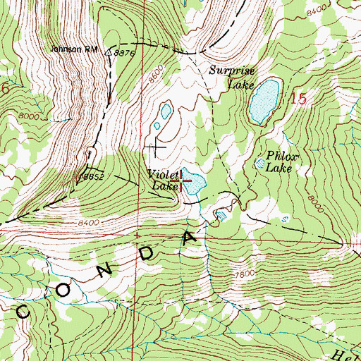 Topographic Map of Violet Lake, MT