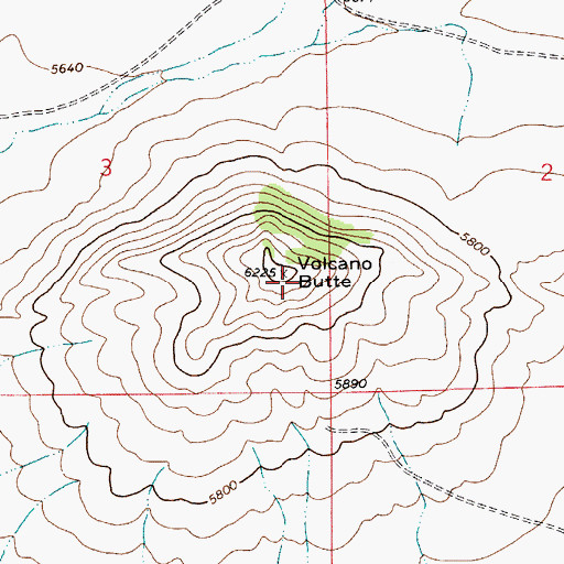 Topographic Map of Volcano Butte, MT