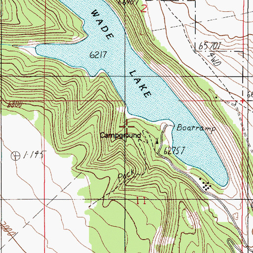 Topographic Map of Wade Lake Camp Grounds, MT