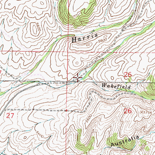 Topographic Map of Wakefield Creek, MT