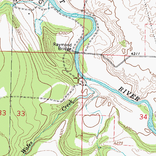 Topographic Map of Wales Creek, MT