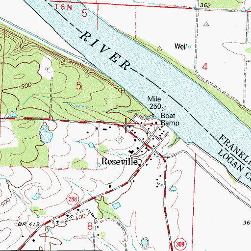 Topographic Map of Roseville Assembly of God Church, AR