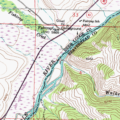 Topographic Map of Walker Creek, MT