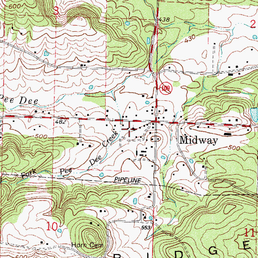 Topographic Map of Midway Assembly of God, AR