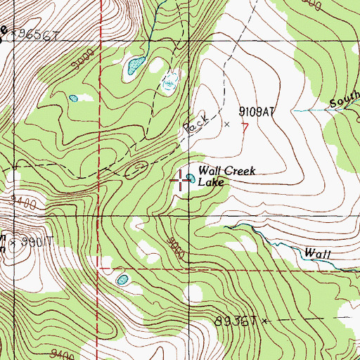Topographic Map of Wall Creek Lake, MT