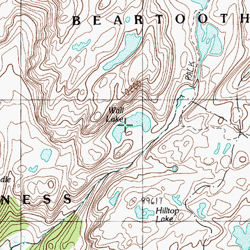 Topographic Map of Wall Lake, MT