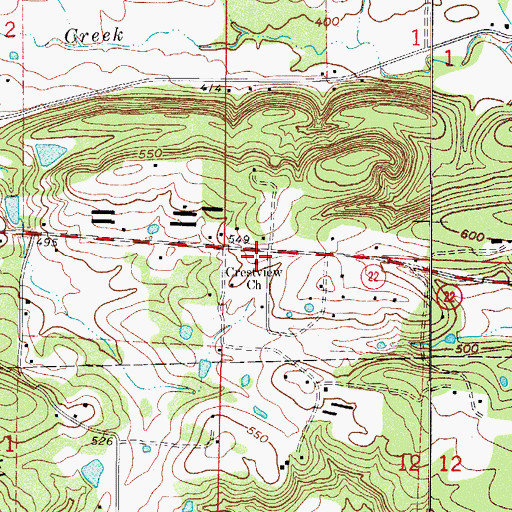 Topographic Map of Crestview Baptist Church, AR