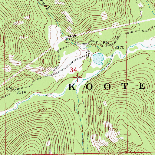 Topographic Map of Waloven Creek, MT