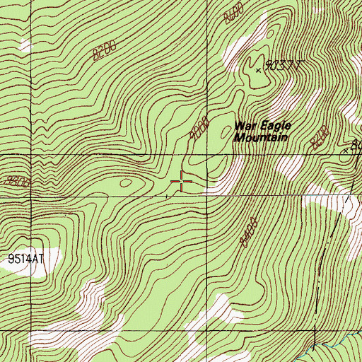 Topographic Map of War Eagle Mountain, MT