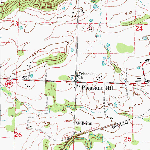 Topographic Map of Friendship Primitive Baptist Church, AR