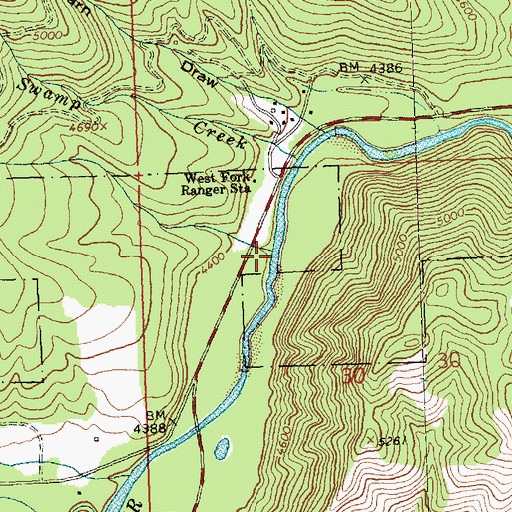 Topographic Map of Ward Creek, MT