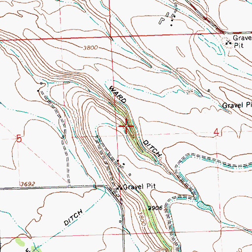 Topographic Map of Ward Ditch, MT