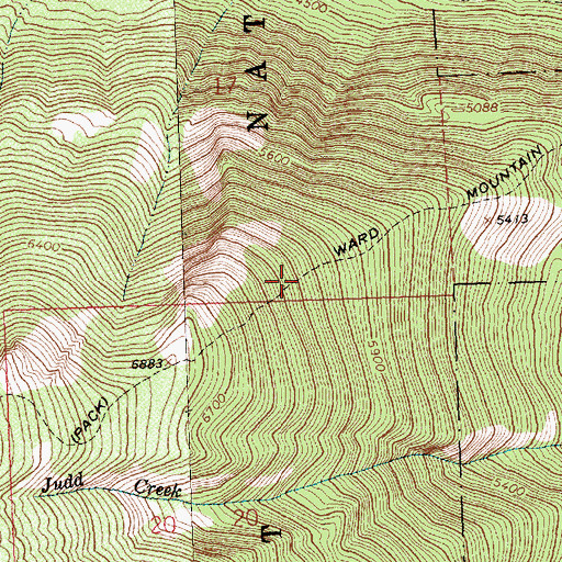 Topographic Map of Ward Mountain Trail, MT