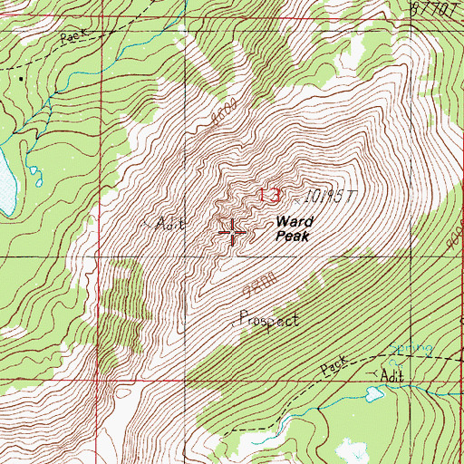 Topographic Map of Ward Peak, MT
