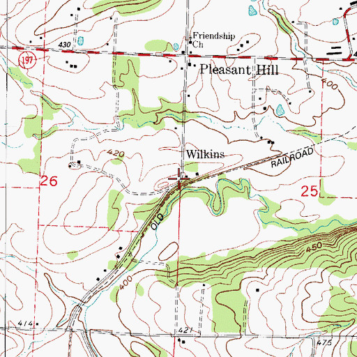 Topographic Map of Wilkins, AR