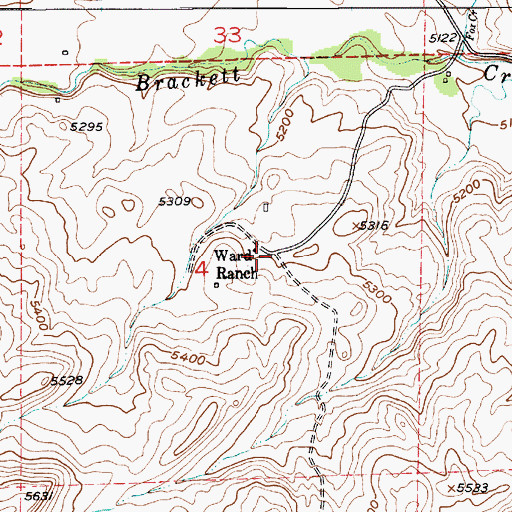 Topographic Map of Ward Ranch, MT
