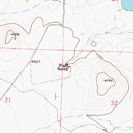 Topographic Map of Ward Ranch, MT