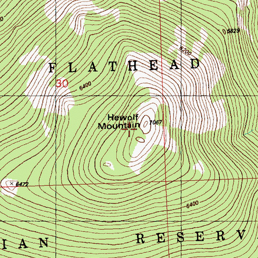 Topographic Map of Hewolf Mountain, MT