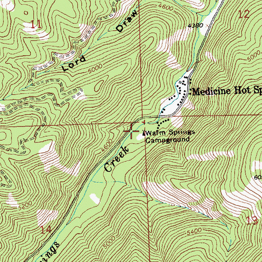 Topographic Map of Warm Springs Campground, MT