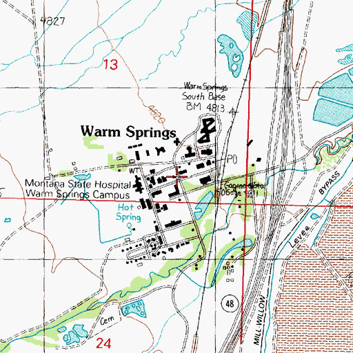 Topographic Map of Montana State Hospital, MT