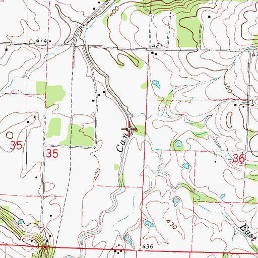 Topographic Map of East Fork Cane Creek, AR