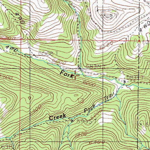 Topographic Map of Warner Creek, MT