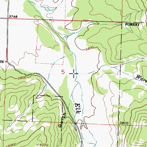 Topographic Map of Warren Creek, MT