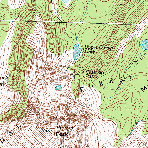 Topographic Map of Warren Pass, MT