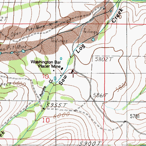 Topographic Map of Washington Bar Placer Mine, MT