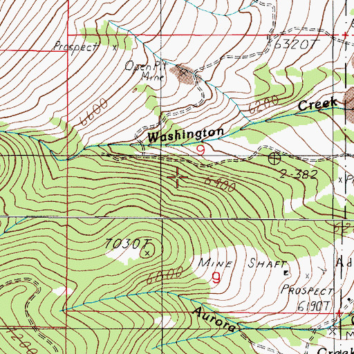 Topographic Map of Washington Creek Group Placer Mine, MT