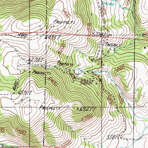 Topographic Map of Washington Mines, MT