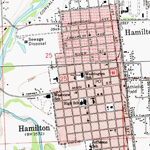Topographic Map of Washington School, MT