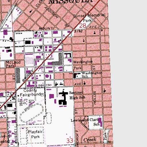 Topographic Map of Washington School, MT