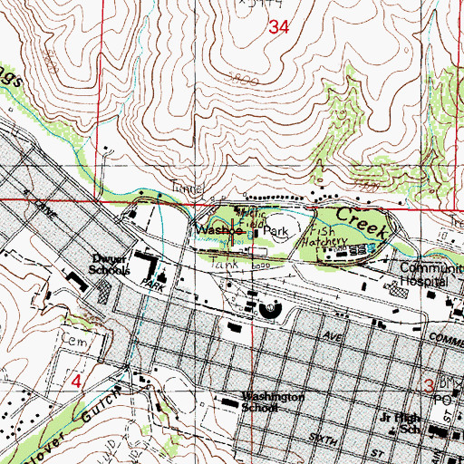 Topographic Map of Washoe Park, MT