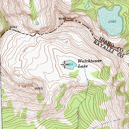 Topographic Map of Watchtower Lake, MT