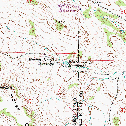 Topographic Map of Water Gap Reservoir, MT